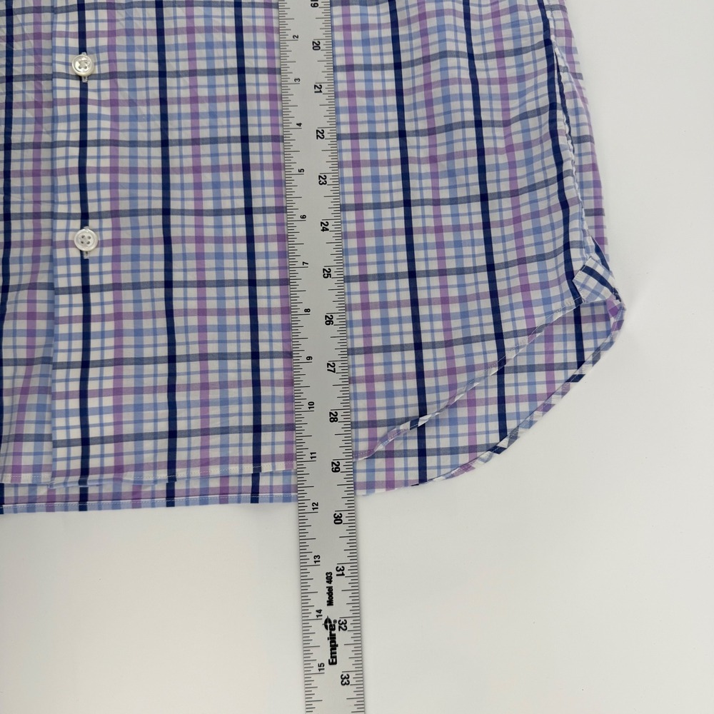 Bonobos Stretch Slim Fit Dress Shirt Plaid Check Purple Blue 16 x 34 Mens - Picture 6 of 7